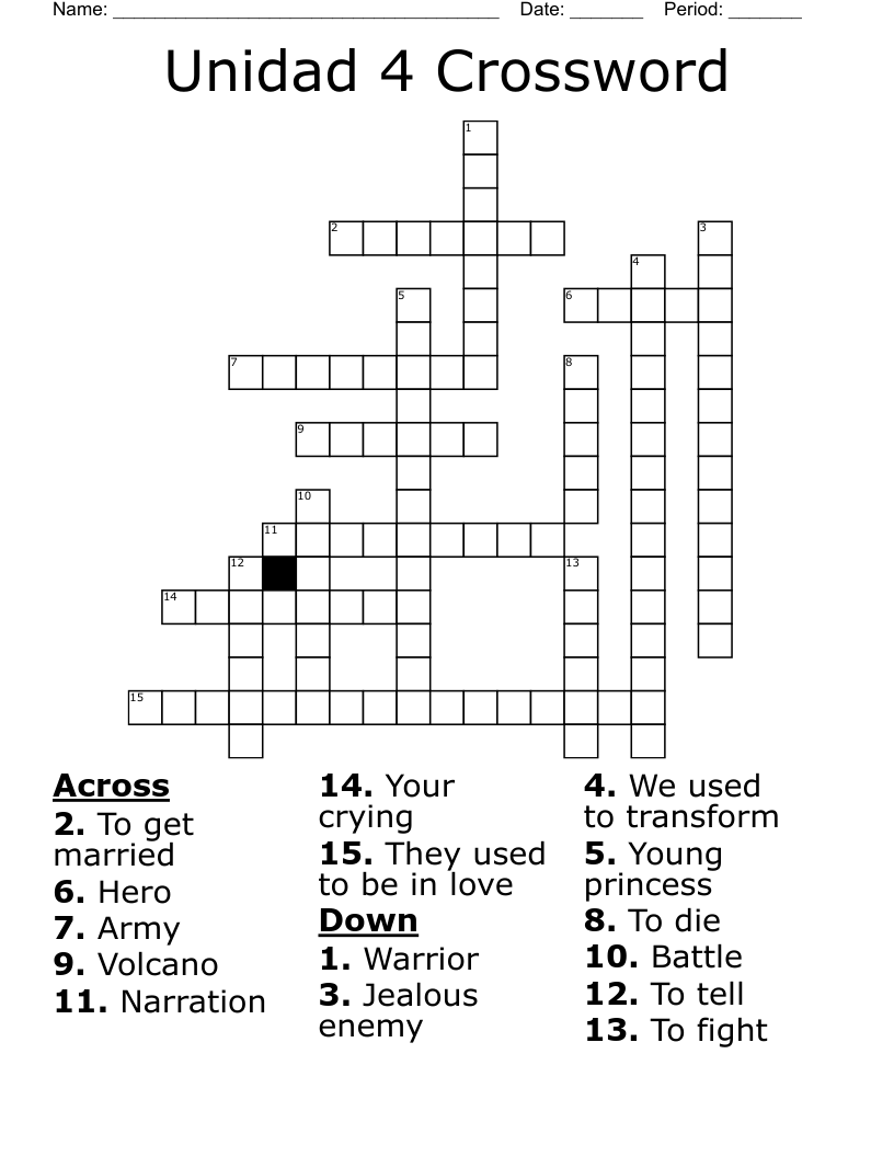 Unidad 4 Crossword
