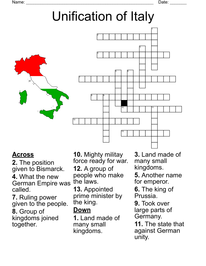 Unification of Italy Crossword