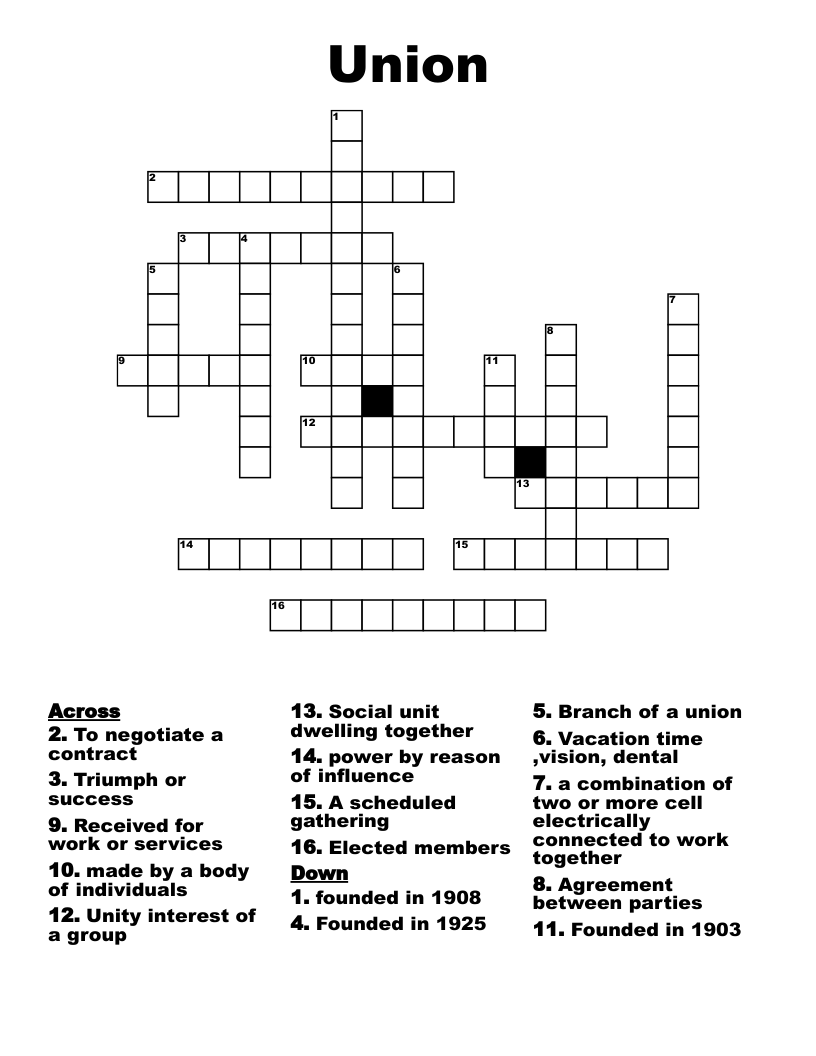 Union Crossword