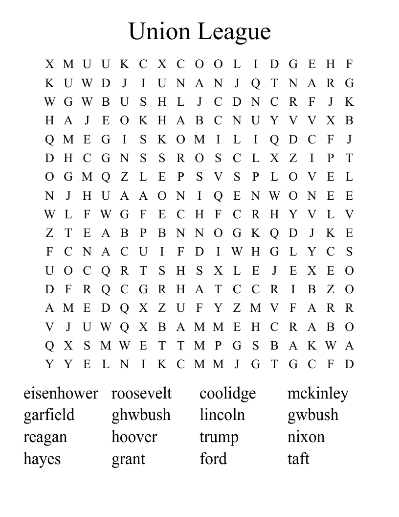 Union League Word Search