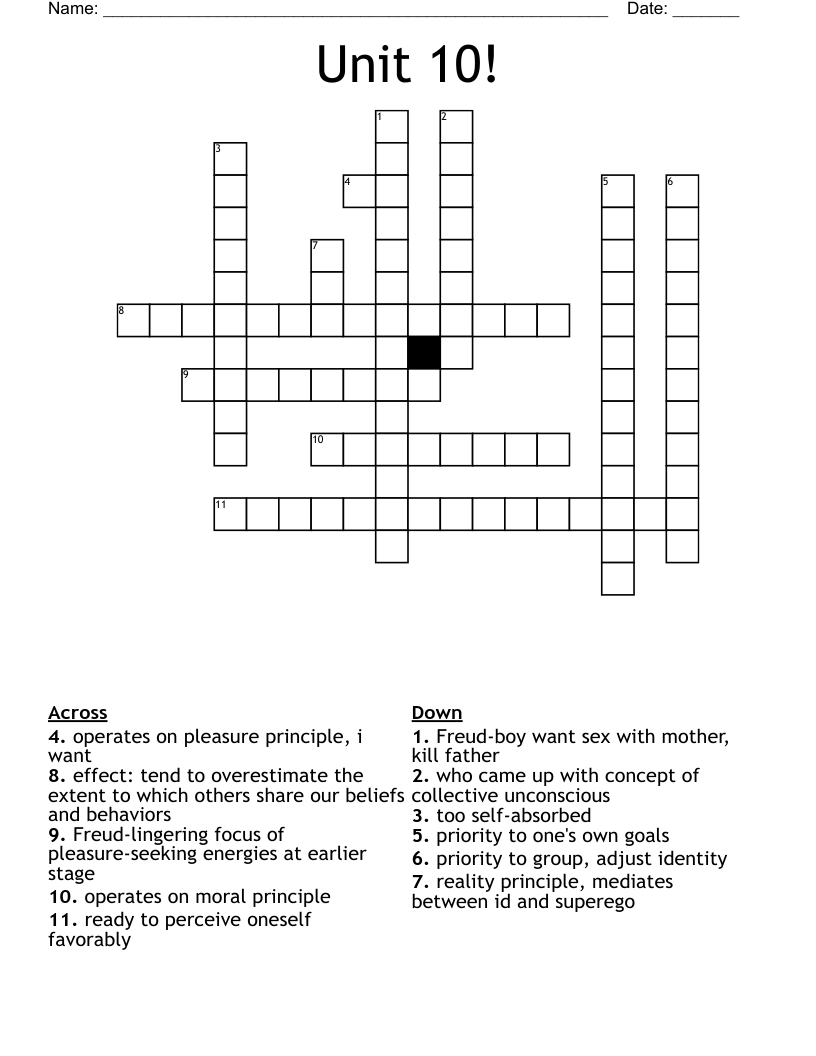 Unit 10! Crossword