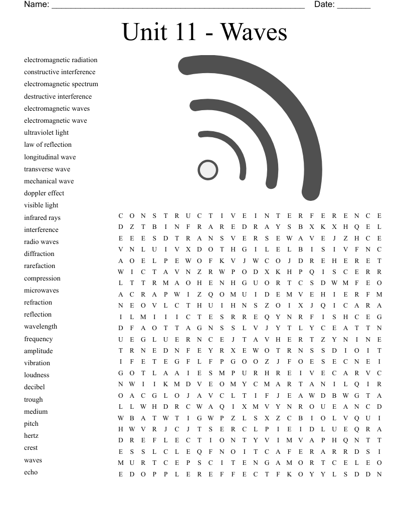 Unit 11 - Waves Word Search