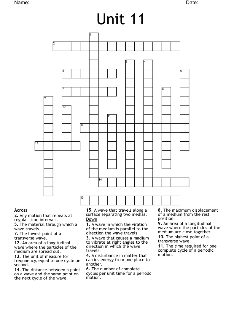 Unit 11 Crossword