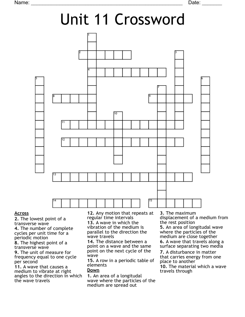 Unit 11 Crossword