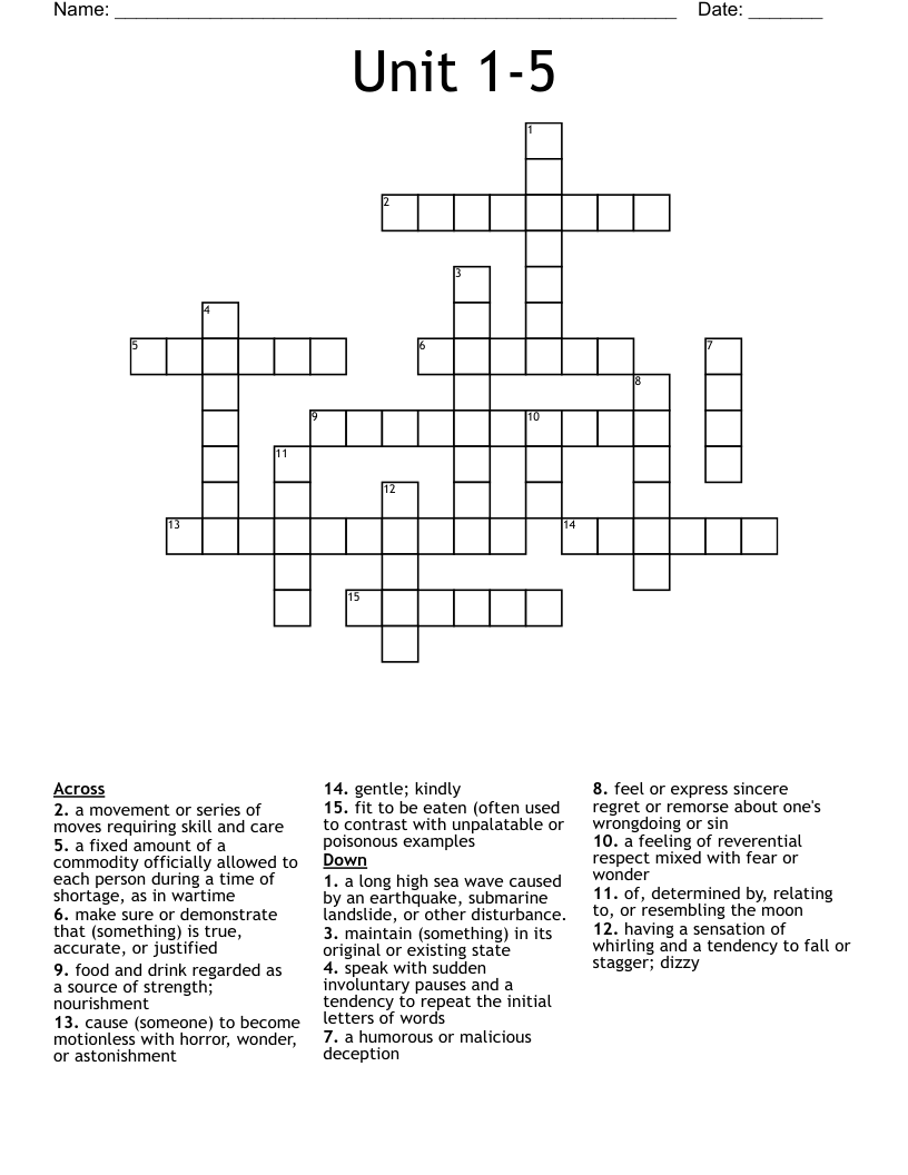 Unit 1-5 Crossword