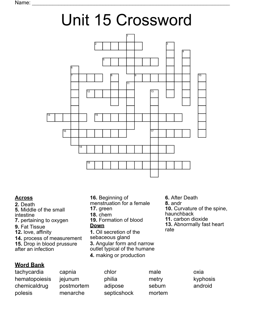 Unit 15 Crossword