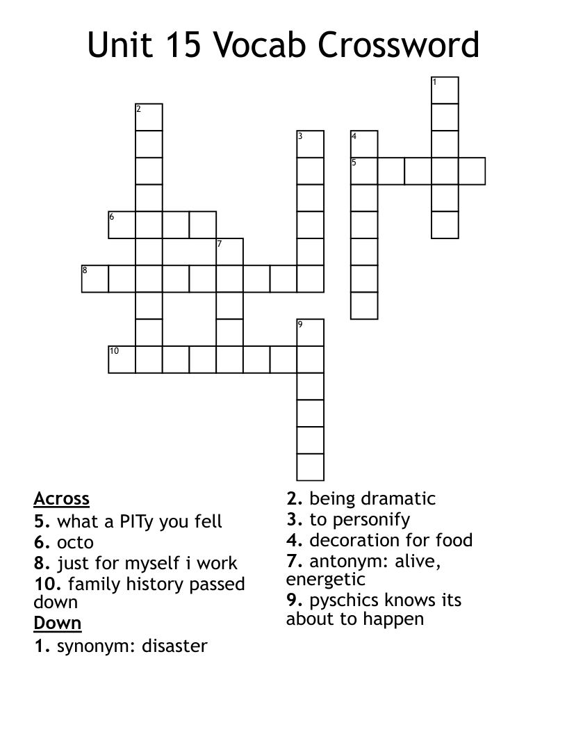 Unit 15 Vocab Crossword