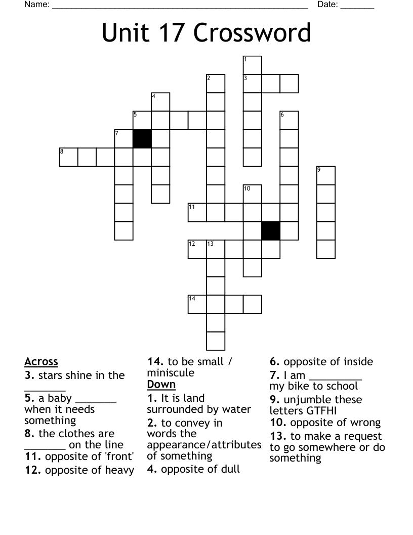 Unit 17 Crossword
