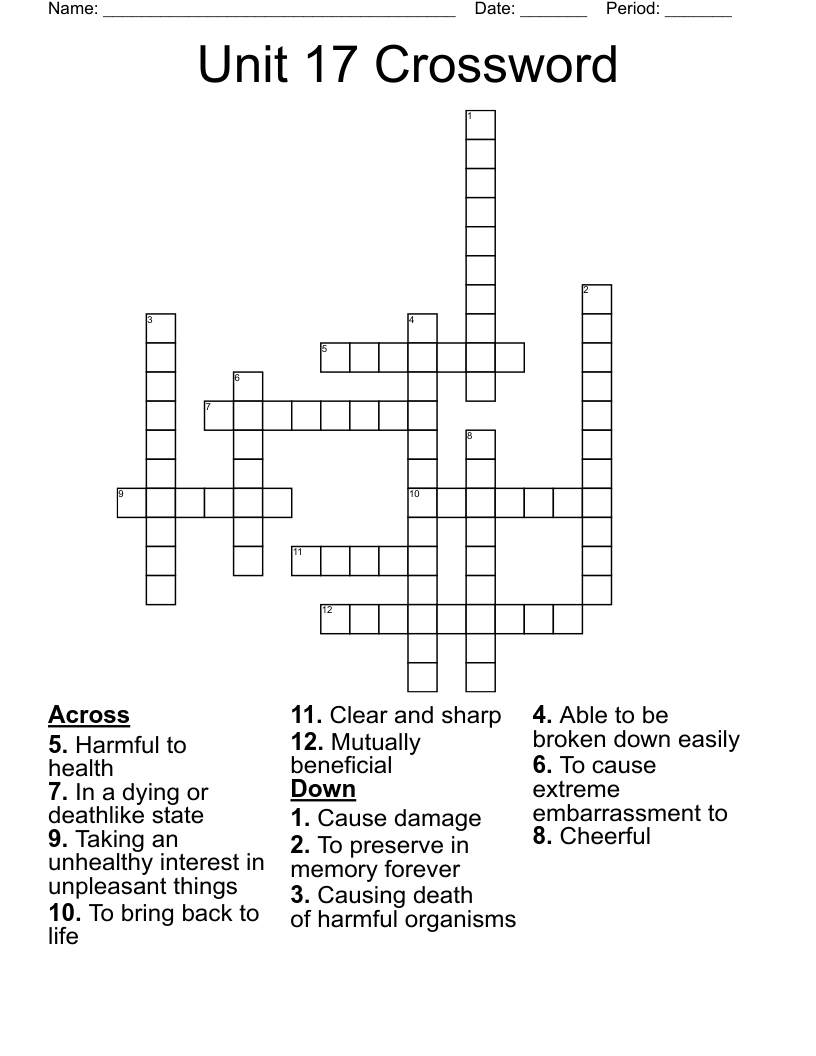 Unit 17 Crossword