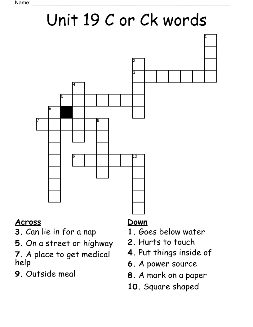 Unit 19 C or Ck words Crossword