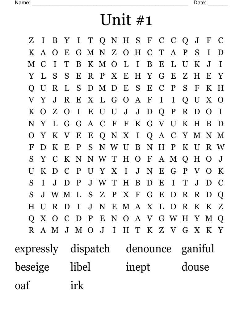 Unit #1 Word Search