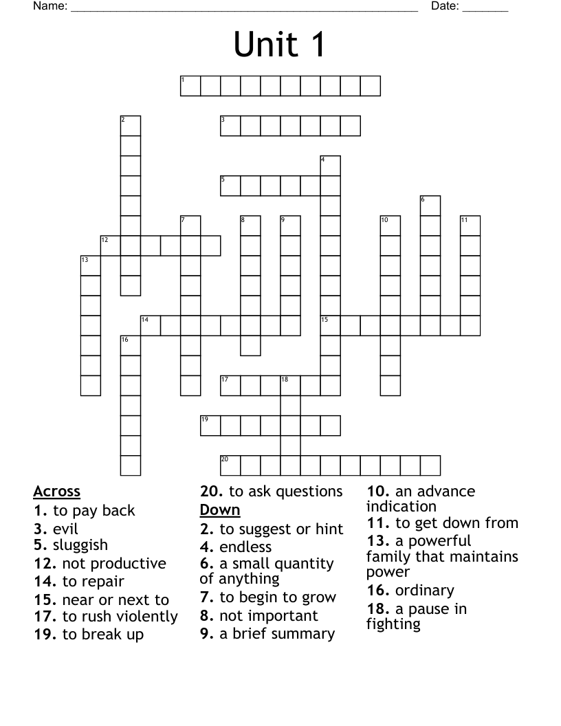 Unit 1 Crossword