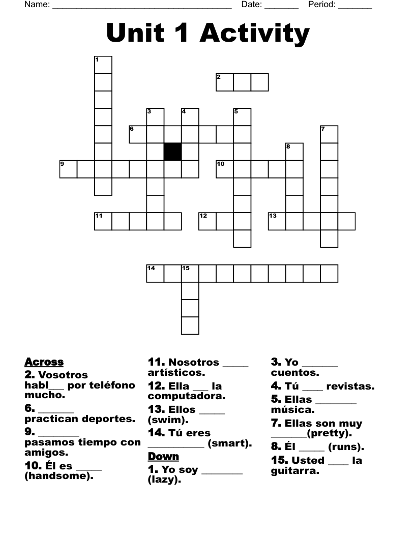 Unit 1 Activity Crossword
