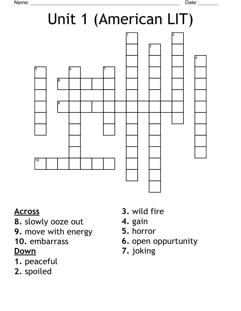 Unit 1 (American LIT) Crossword