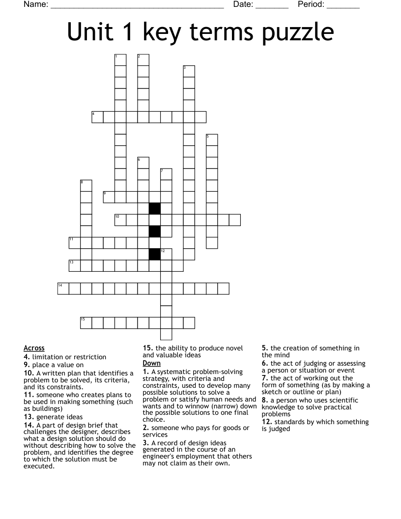 Unit 1 key terms puzzle Crossword
