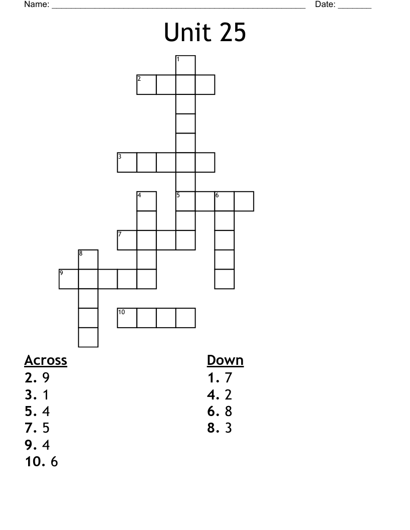 Unit 25 Crossword
