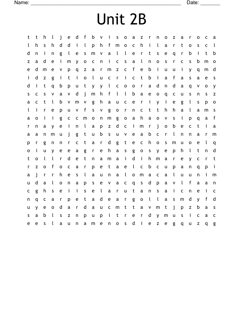 Unit 2B Word Search