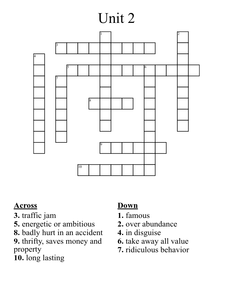 Unit 2 Crossword