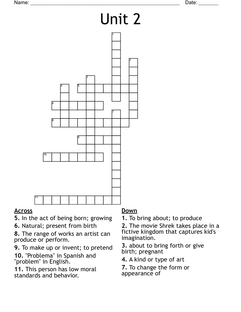 Unit 2 Crossword