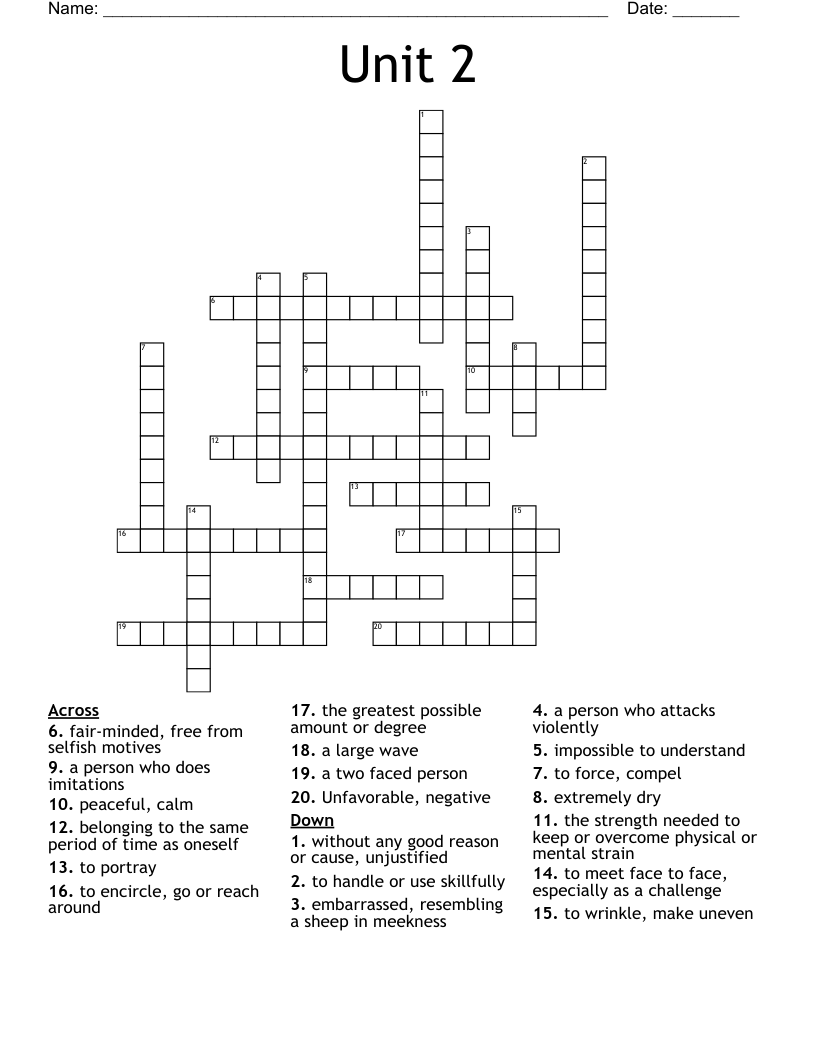 Unit 2 Crossword