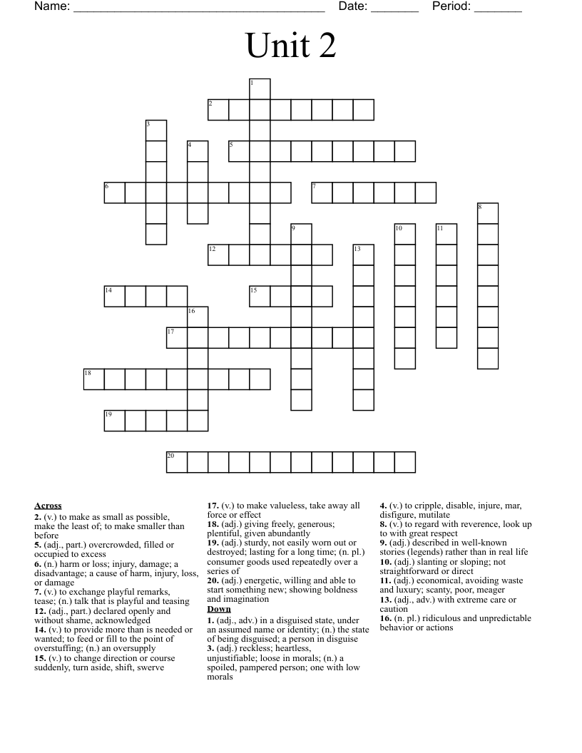 Unit 2 Crossword