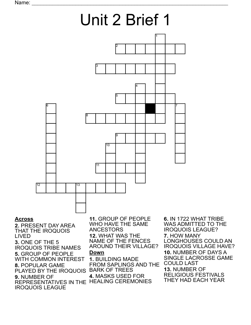 Unit 2 Brief 1 Crossword