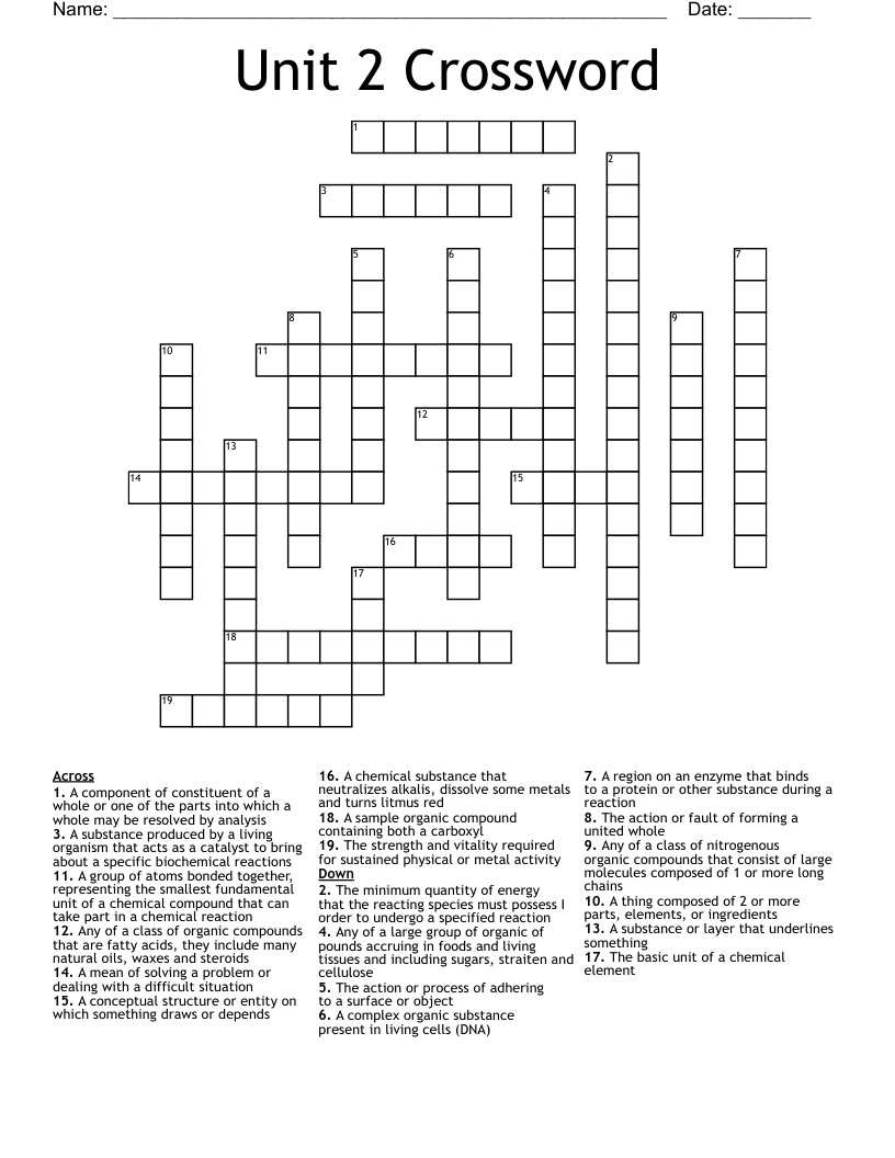 Unit 2 Crossword