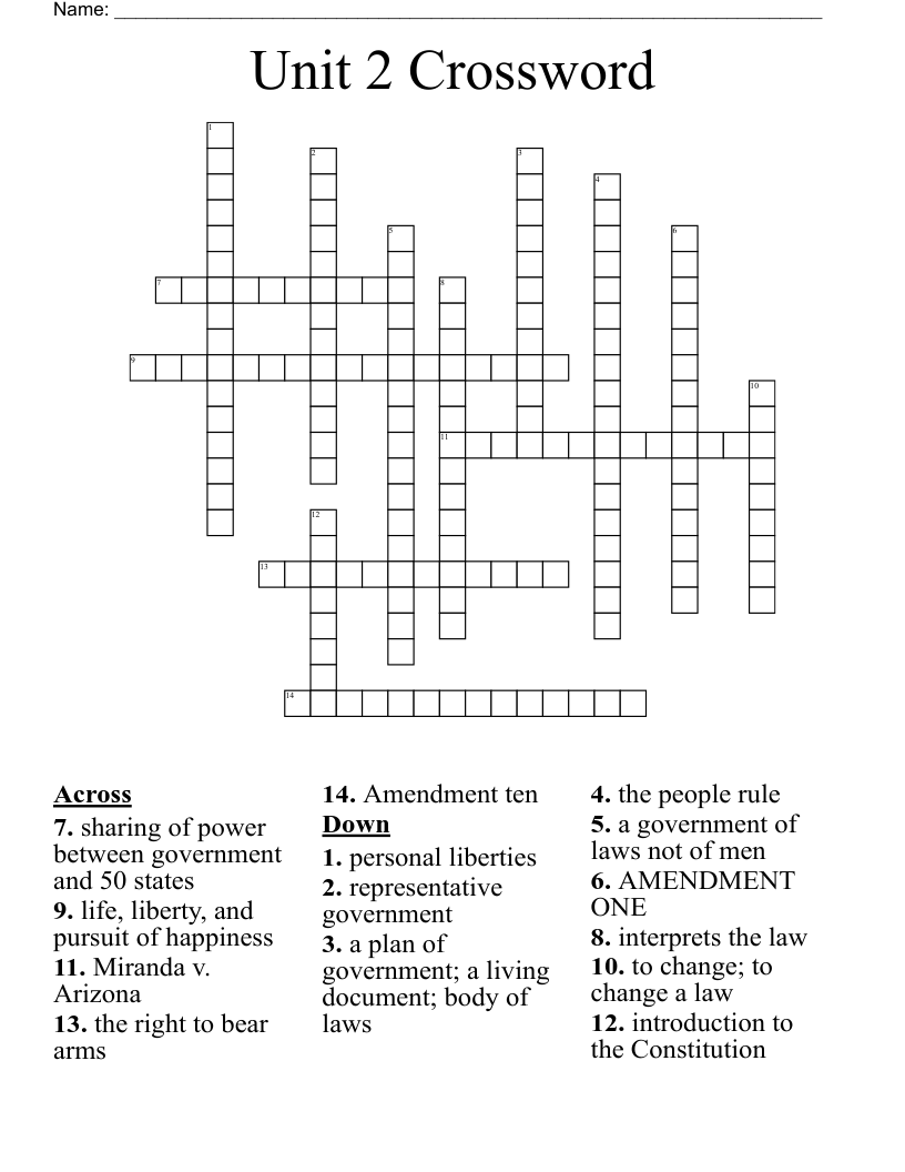 Unit 2 Crossword