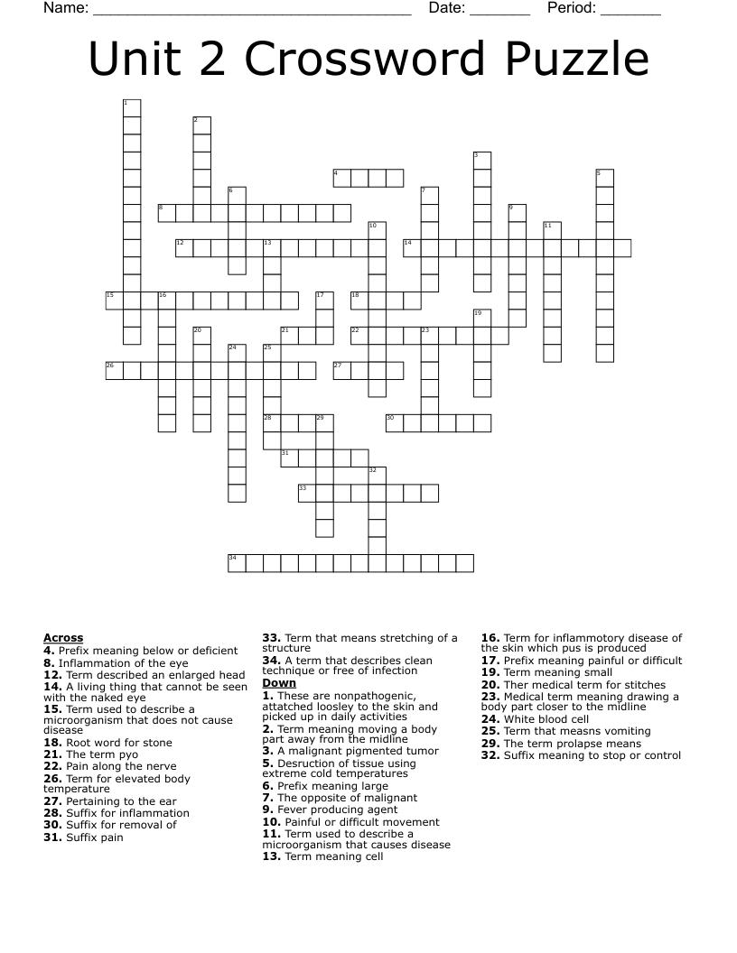 Unit 2 Crossword Puzzle
