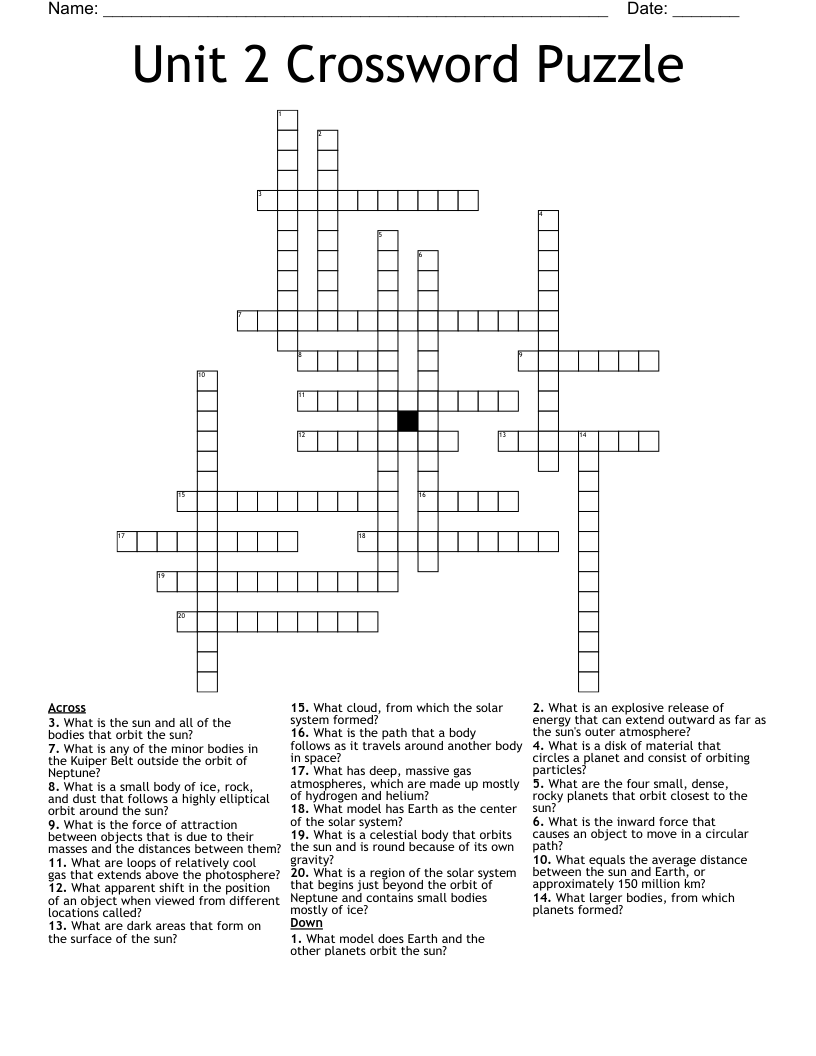 Unit 2 Crossword Puzzle 