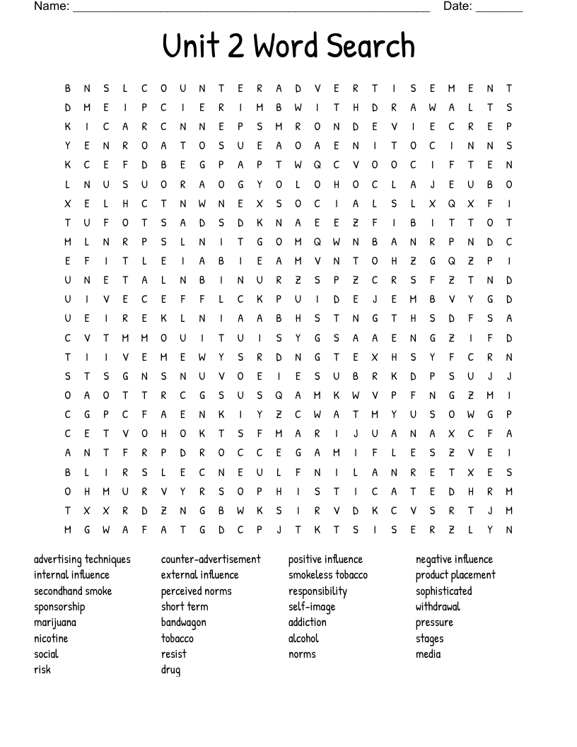 Unit 2 Word Search