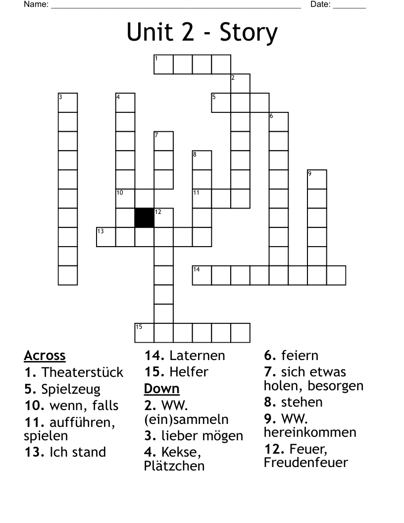 Unit 2 - Story Crossword