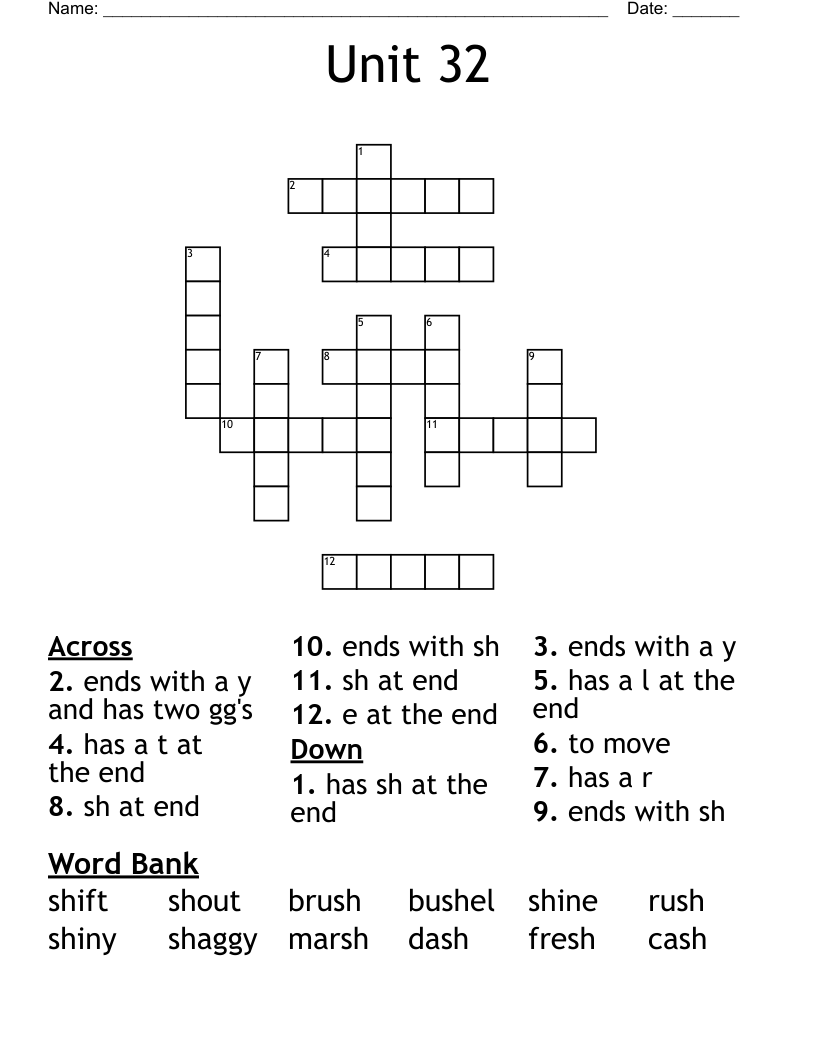Unit 32 Crossword