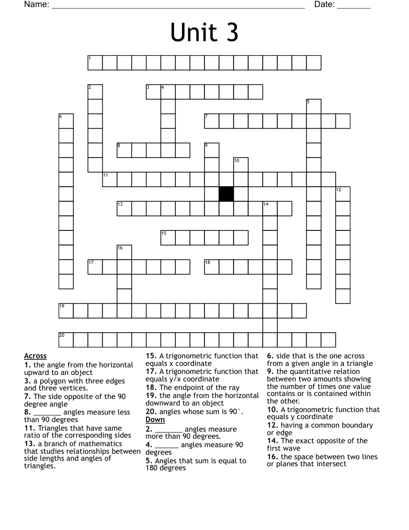 Unit 3 Crossword