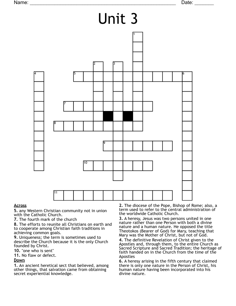 Unit 3 Crossword