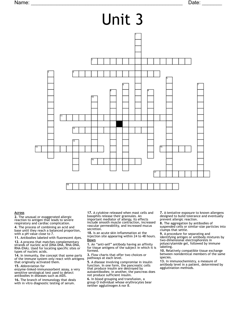 Unit 3 Crossword