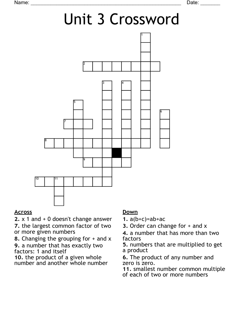 Unit 3 Crossword