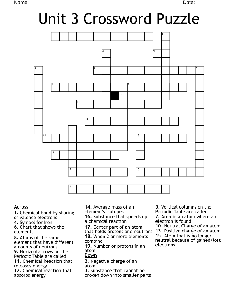 Unit 3 Crossword Puzzle