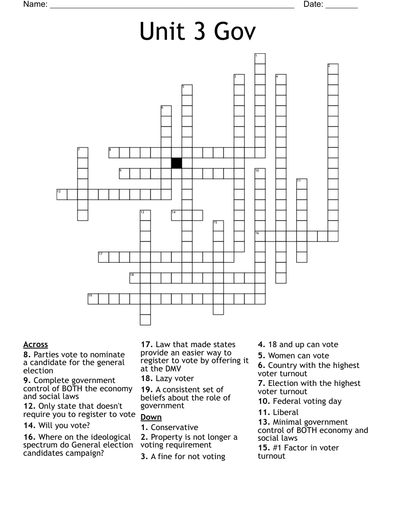 Unit 3 Gov Crossword