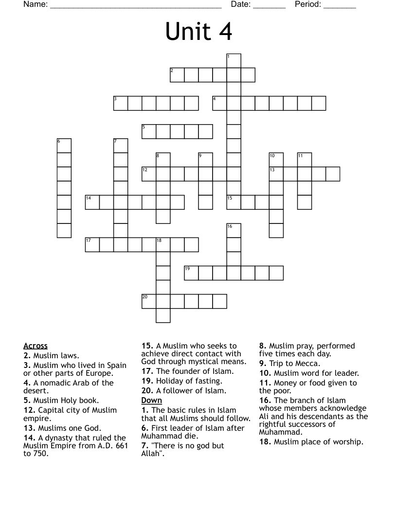Unit 4 Crossword