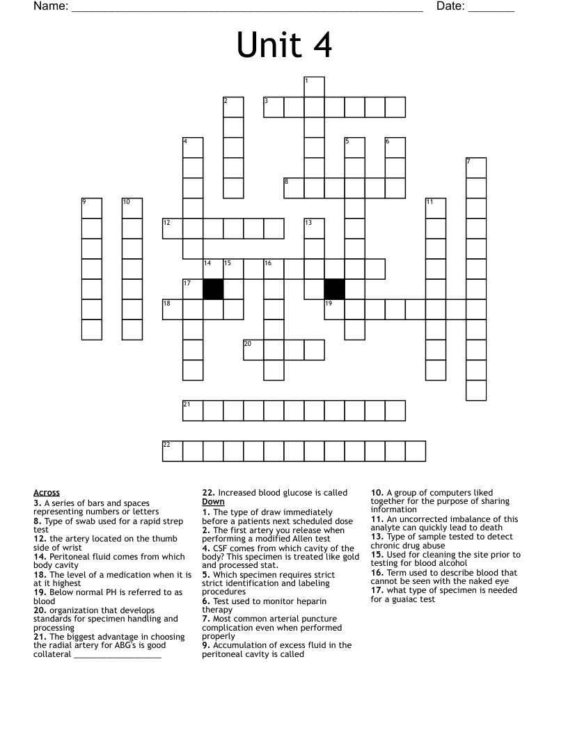 Unit 4 Crossword