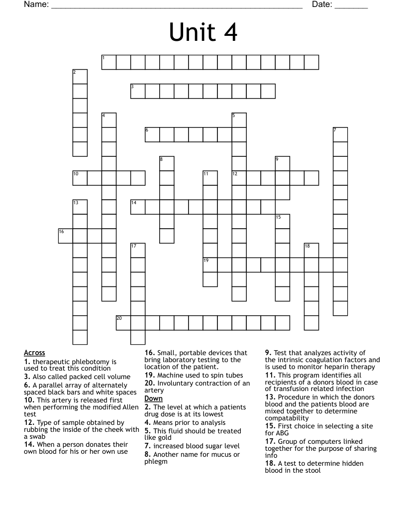 Unit 4 Crossword