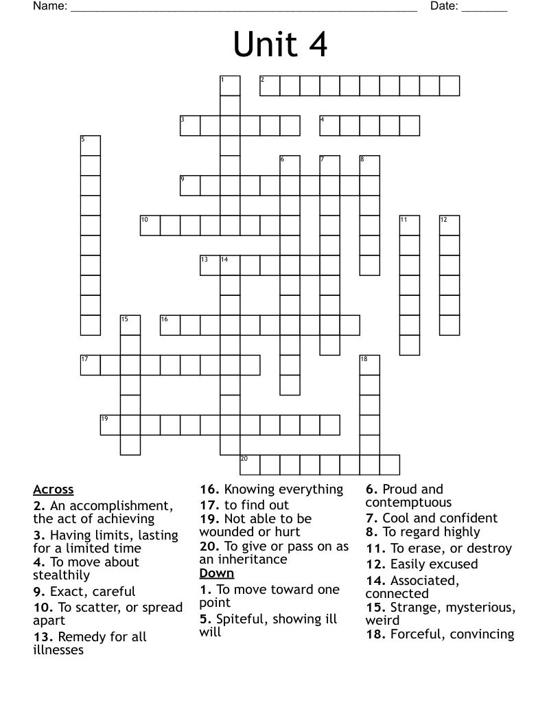 Unit 4 Crossword
