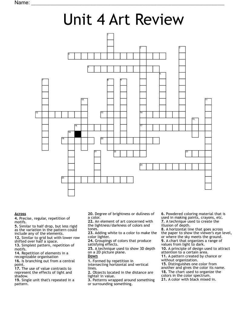 Unit 4 Art Review Crossword