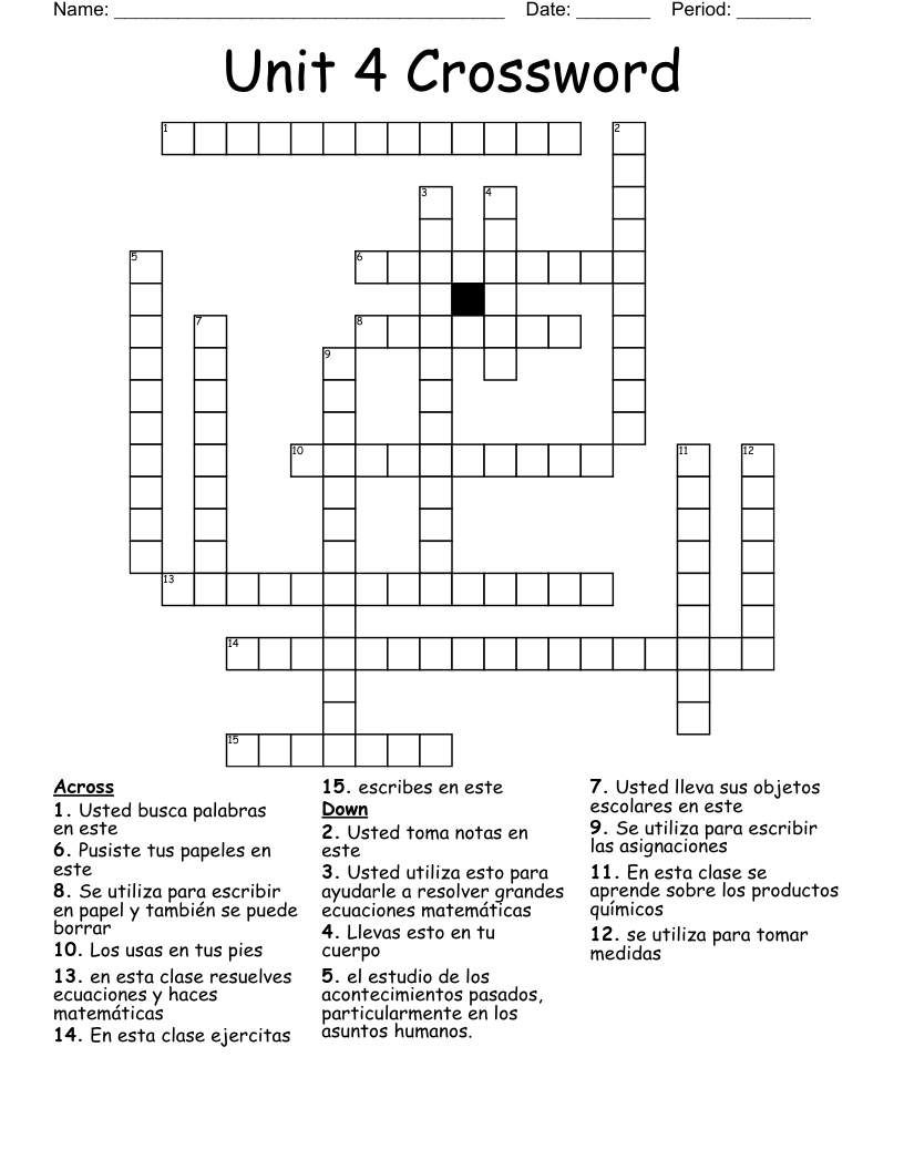 Unit 4 Crossword