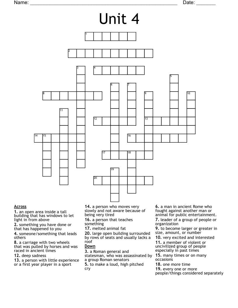 Unit 4  Crossword