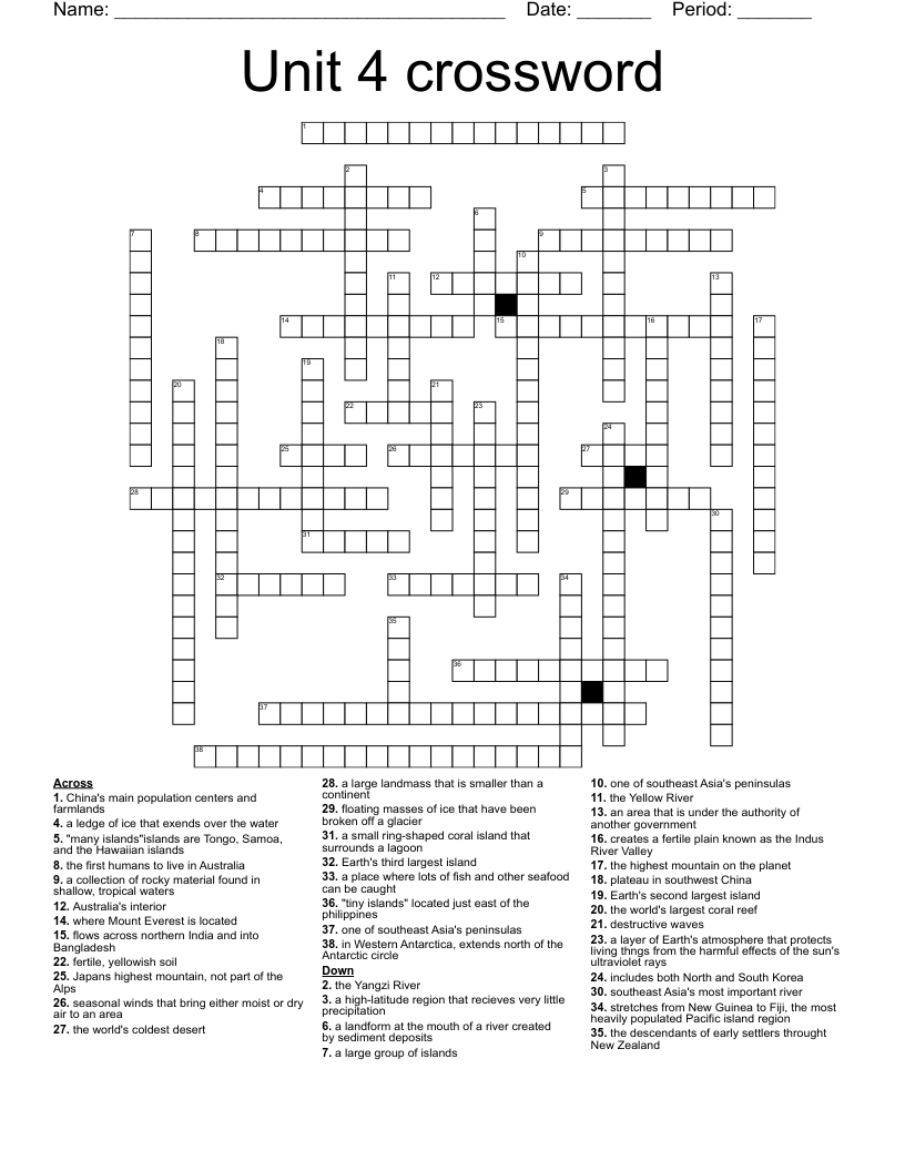 Unit 4 crossword