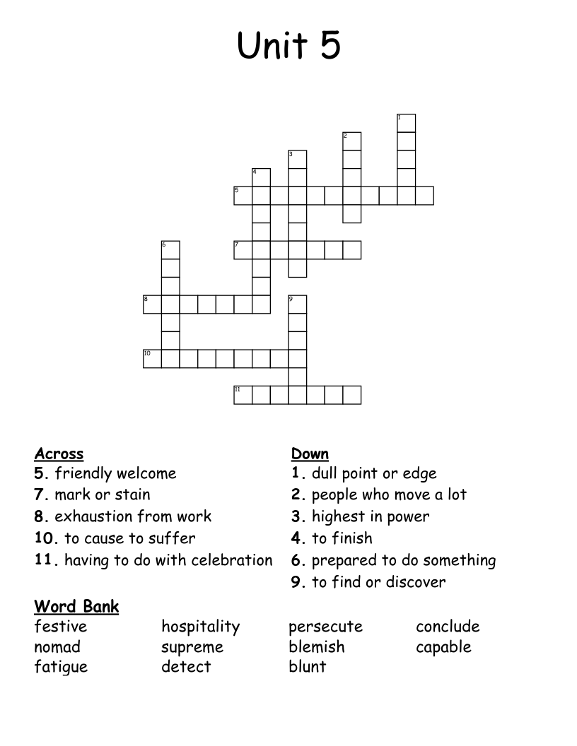 Unit 5 Crossword
