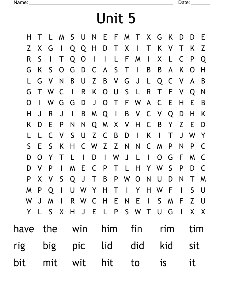 Unit 5 Word Search