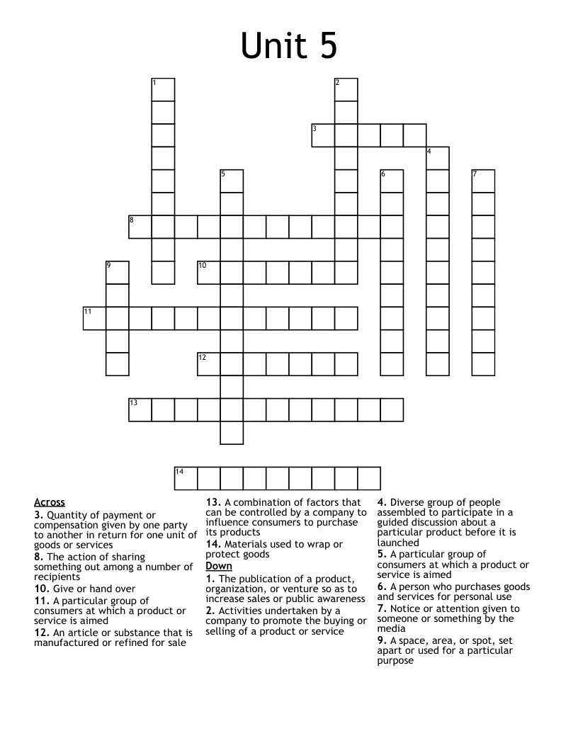 Unit 5 Crossword